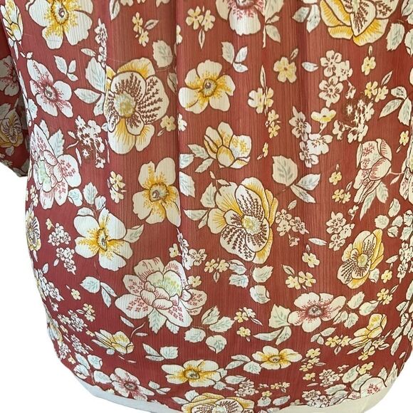 Torrid Peasant Style Blouse Floral 3/4 sleeve Rust Cream Yellow  Plus Size 00 - Picture 12 of 15